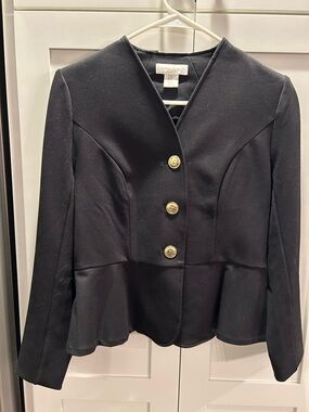 Cynthia Rowley XS Black Peplum Blazer with Gold Button